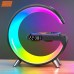 Bedside Lamp Wireless Charger Alarm Clock Speaker APP Control RGB Night Light Charging Station for Iphone 14 For Samsung